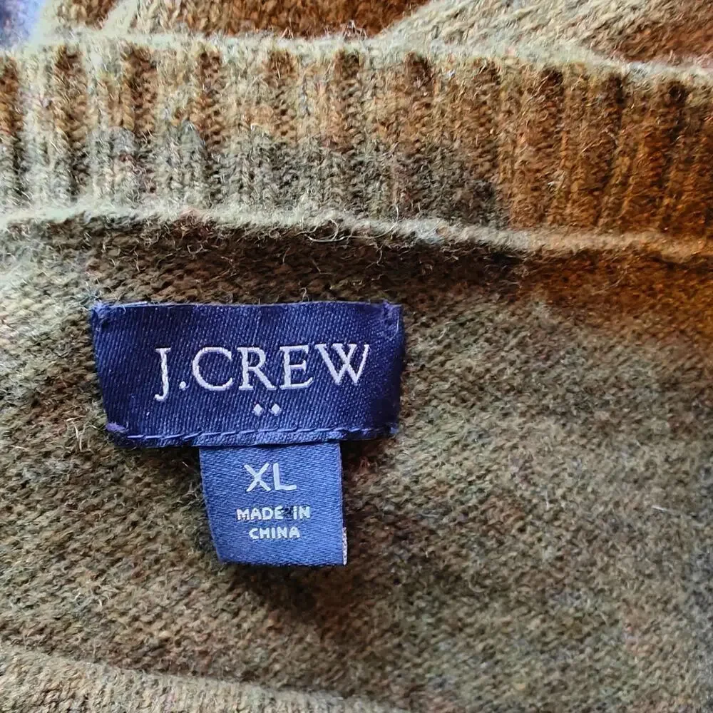 J.Crew Olive Green Crewneck Sweater Men’s XL Wool Blend Classic Fit